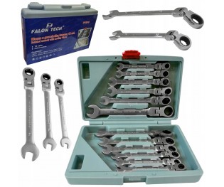 Klucze płasko oczkowe z grzechotką 12el. 8-19mm