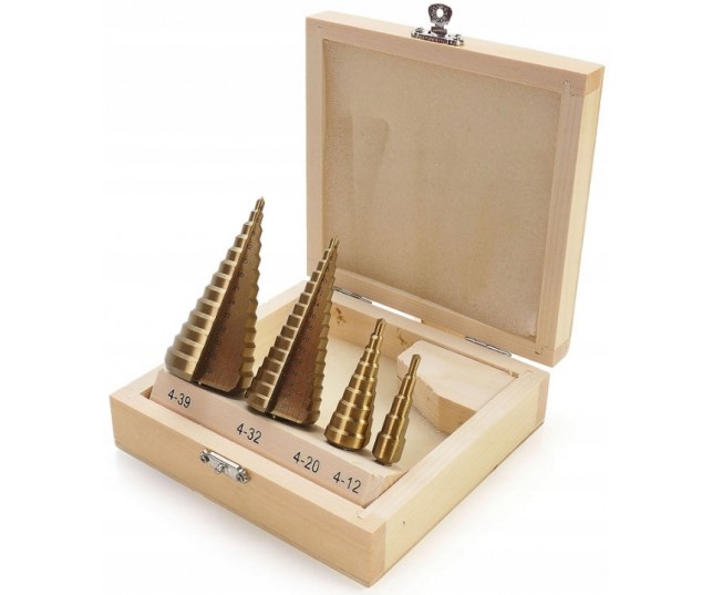 Wiertła stopniowe stożkowe 4el. tytan 4-39mm