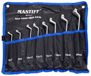 Zestaw kluczy 6-22mm 8szt. oczkowo-oczkowych Klucze oczkowe odgięte