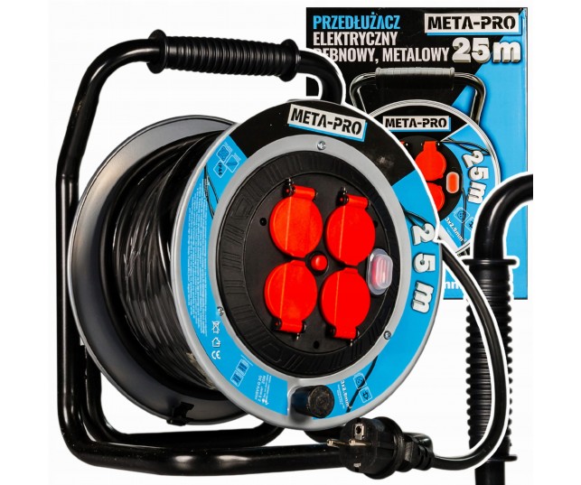 Przedłużacz Bębnowy 25M 4 Gniazdka