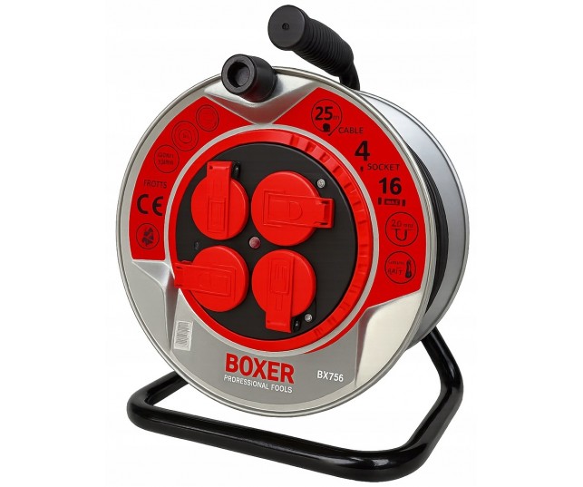 Przedłużacz bębnowy metal 25 m 4 szt. gniazd