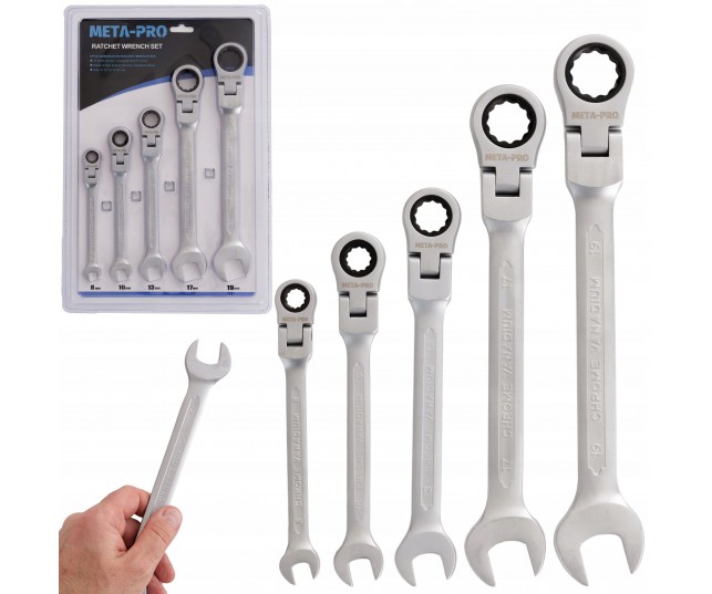 Klucze płasko-oczkowe z grzechotką i przegubem 8 MM 10 MM 13 MM 17 MM 19 MM