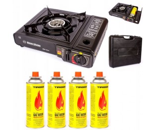 Kuchenka gazowa turystyczna + 4 gazy