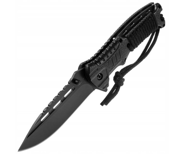 Nóż Składany Taktyczny Sprężynowy Linka Paracord Krzesiwo Wojskowy Survival