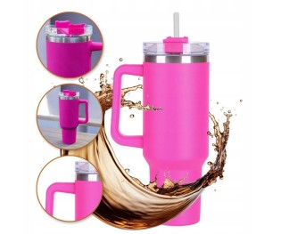 Kubek termiczny z uchwytem i słomką